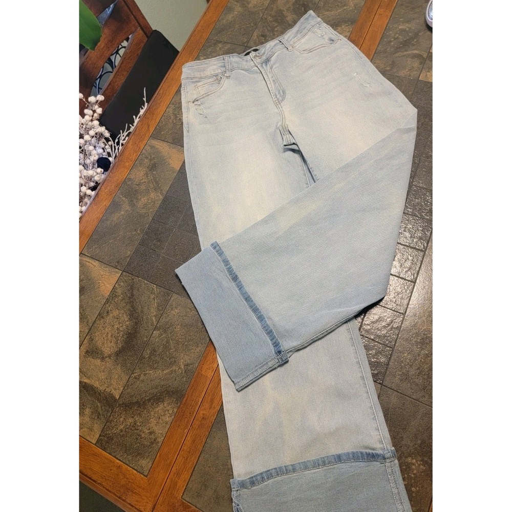 Zoe + Phoebe High Rise Wide Barrel Leg Jeans L Folded Cuff Leg‎ Sz 11
